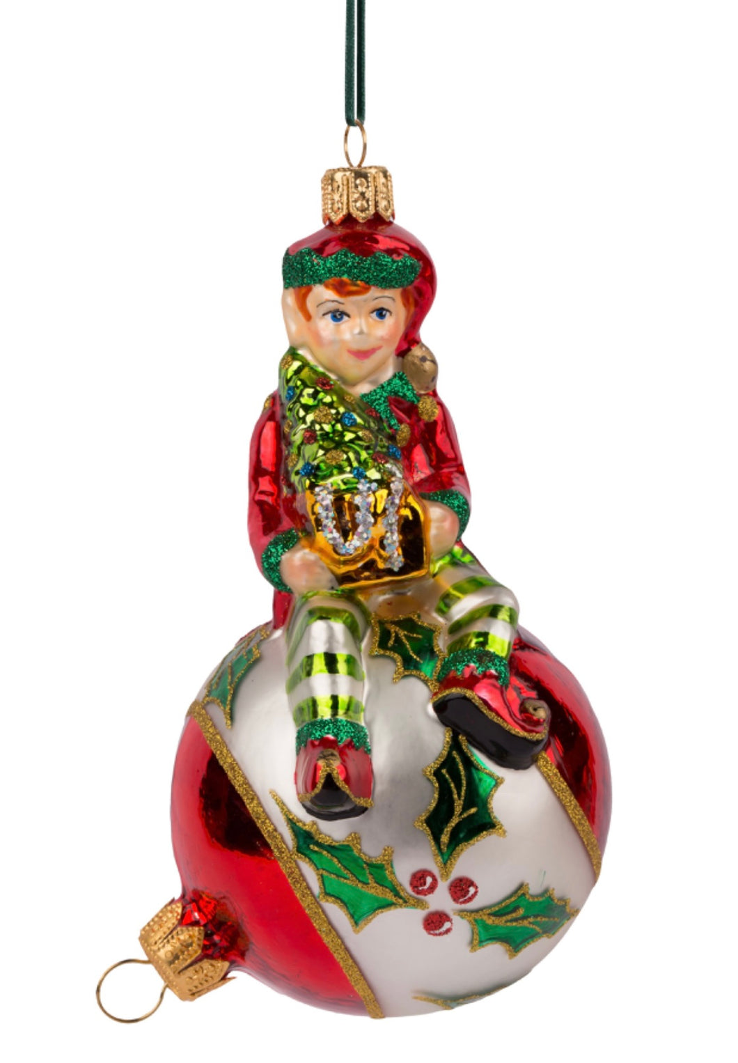 Elf on a Christmas Ball HF753 Made in Poland by Huras Family