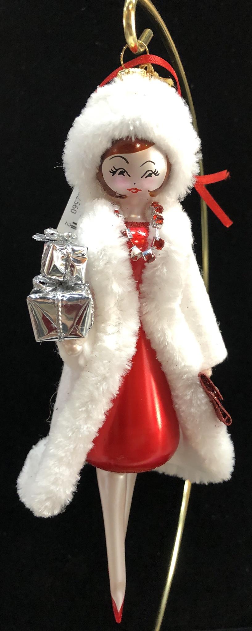 De Carlini Lady White Coat & Hat Ornament DO7405M